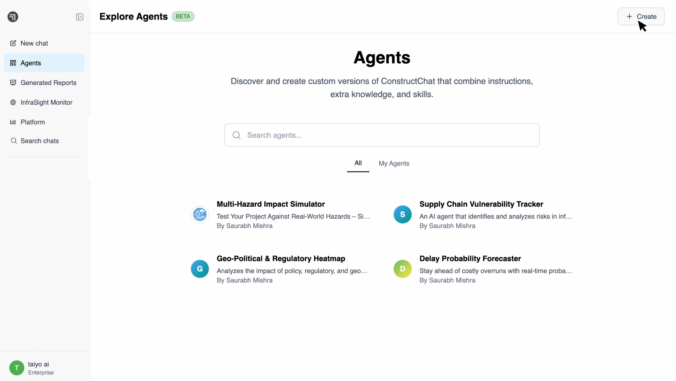Access the agent builder screenshot